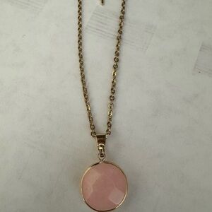 BaubleBar Gold and Pink Pendant Necklace